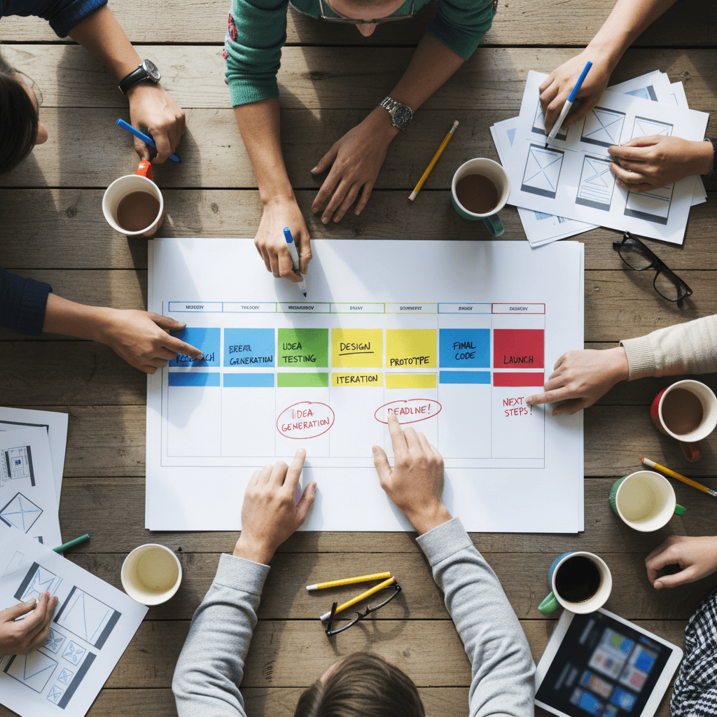 Team whiteboarding project architecture